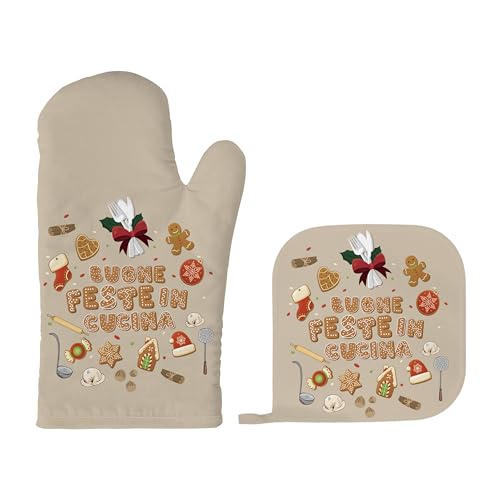 Idee Regalo Natale Originali - Guanto e Presina da Forno Natalizio Originale - Idee Regali Divertenti Natalizi - Gadget Cucina Originali per Donna Uomo