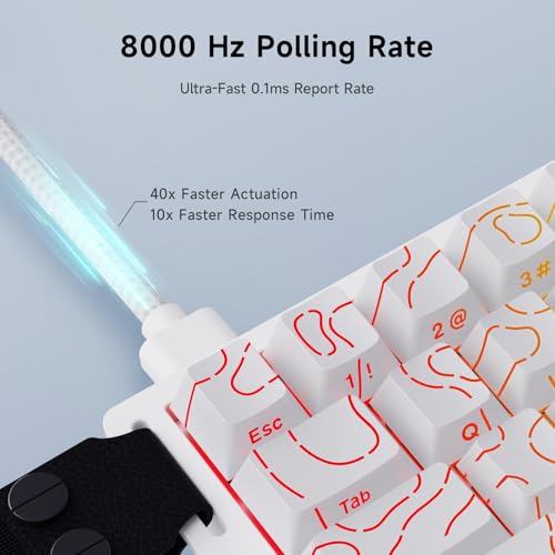 Image of MCHOSE ACE 68 60% Mechanical Gaming Keyboard Wired Rapid Trigger Hall Effect Keyboard Magnetic Switch Hyper-Fast 8000Hz Adjustable Actuation, Hot Swap, RGB PC MAC Laptop (White Topographic Ice Rhino)