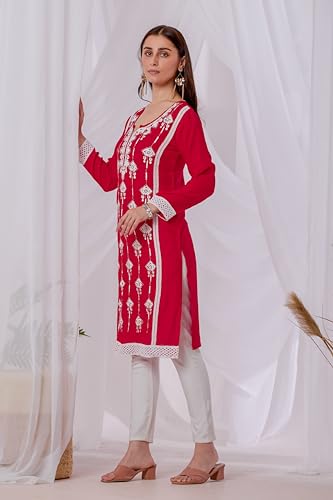 Image of Sidhidata Women's Rayon Sequence & Beads Embroidered Kurti (Kurti Beads)