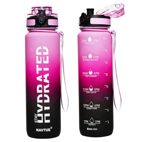 Image of Water Bottle 32 oz Motivational Time Marker Tritan Bottle