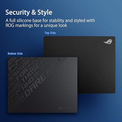 ROG Moonstone Ace L Mouse Pad Gaming in Vetro, Superficie Ultra Liscia, Silenzioso e Scorrevole, Vetro Temperato 9H, Resistente a Graffi e Urti, Base in Silicone Antiscivolo, 500 x 400 mm, Nero - Mousepad - Immagine 5