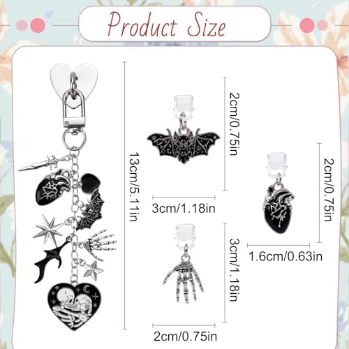 Wxiben Dust Plug Charm Chains for Kindle 4 Pcs Phone Charms with Chain Bracelet Strap Decorating Accessories Gift for Reader Book Lovers Women Men Charms Compatible for E-Reader Type C(Dark Romance) - 1
