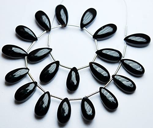 Black Onyx briolettes poire 15x7mm parfaitement appairées pour boucles d'oreilles
