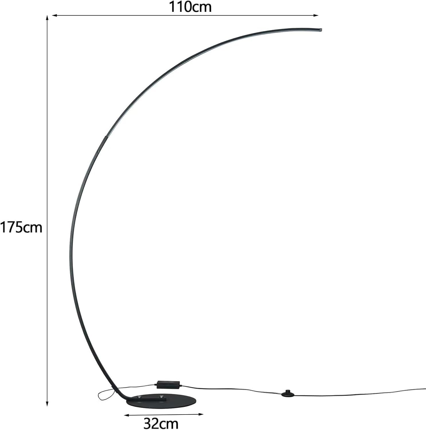 Lampada da Terra Ad Arco Moderna, Alta 170 Cm, con Telecomando, 3 Temperature di Colore E Lampada da Lettura Ad Arco Dimmerabile A 3 Livelli, Lampade Ad Arco A LED per Soggiorno, Camera, Black