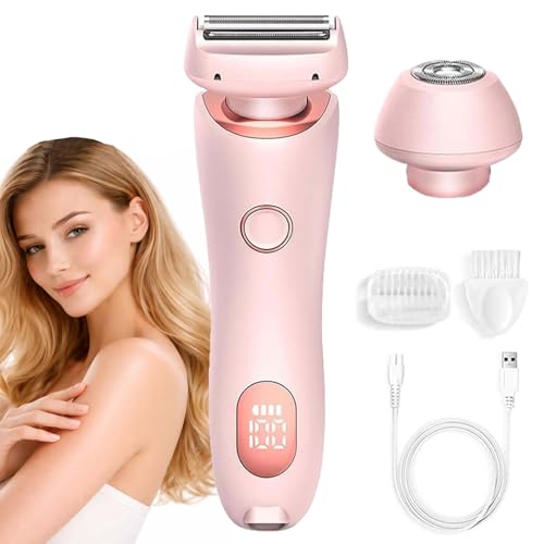 Boulina Rasierer Damen 2-In-1 Glisse Pro Rasierer GeräT Leicht Zu Reinigen Nass & Trocken Lange Nutzungsdauer Wasserdicht Ergonomisch für Beine Achseln & Bikinizone (Rosa)