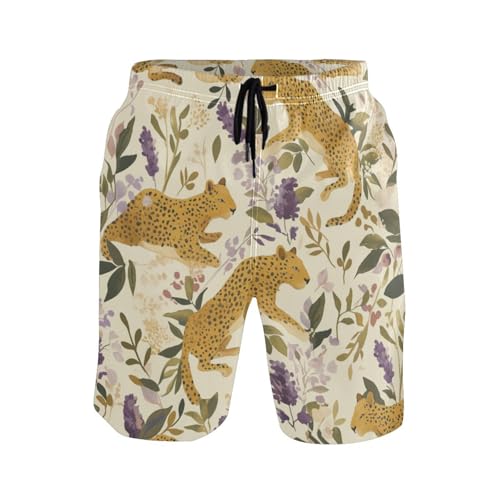 Short de bain pour homme Jungle Leopard avec doublure de compression