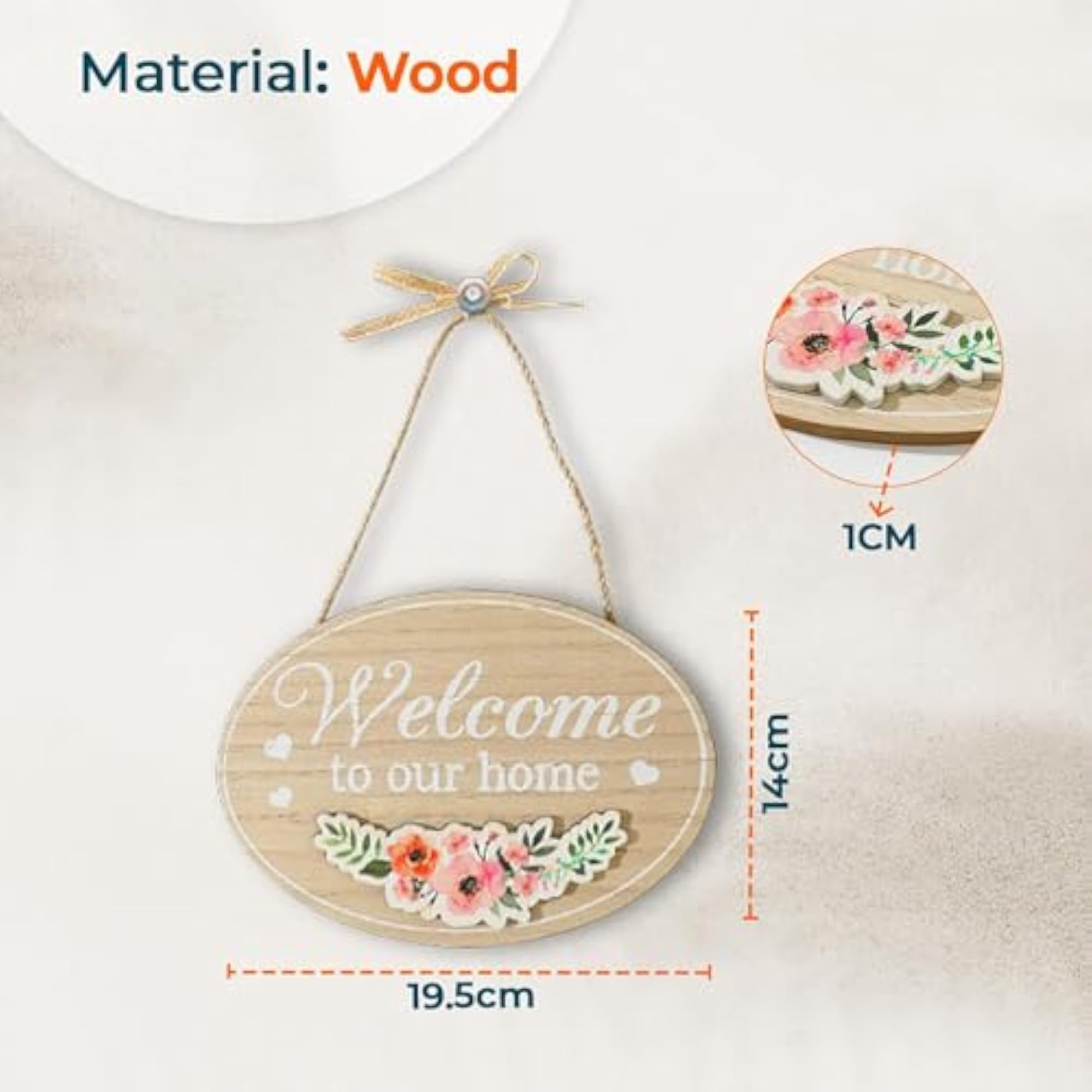 Door Decor Panel Wooden Frame Wall Hanging