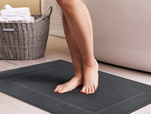 Utopia Towels Cotton Banded Rug, Bath Mats, Not a Bathroom Rug, 21 by 34 Inches, 100% Ring Spun Cotton, Highly Absorbent Shower Bathroom Floor Mat, Gray, 2 Pack