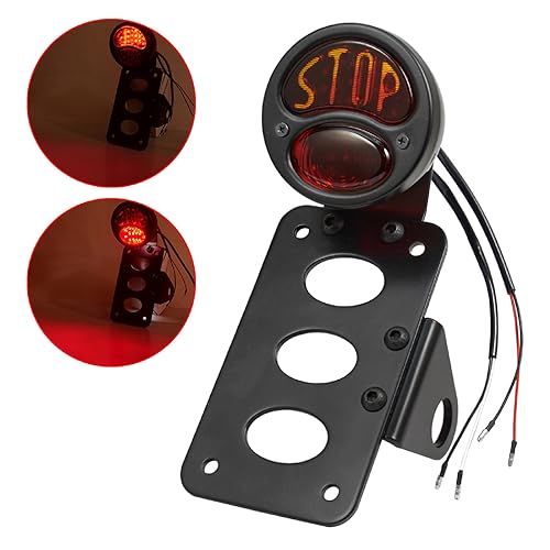 Image of Amazicha Motorcycle Tail Light 1 inch Side Mount License Plate Bracket Compatible for Harley Sporster Bobber Chopper Sportster