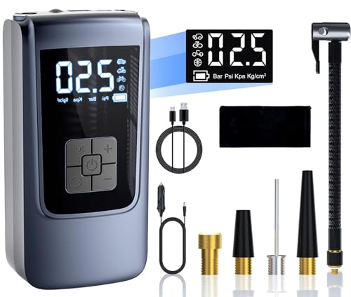 Motos, Sports Compresor de Aire Portatil de 12V, 120W Inflador de Llantas Para Auto de Coche Inteligente Inalámbrico 150PSI con Pantalla LCD, Adecuado para Inflar y...