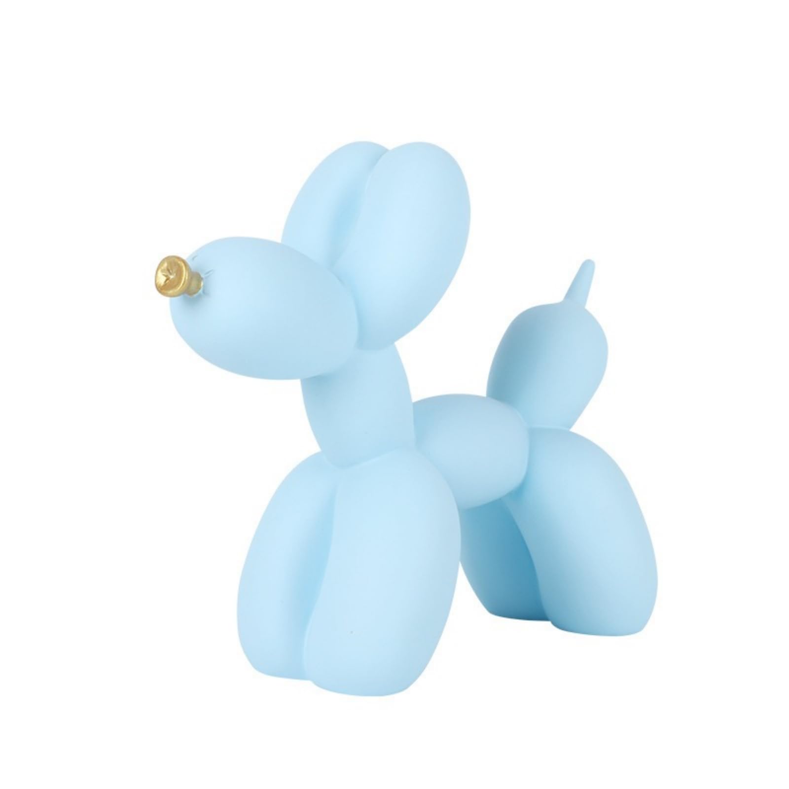 Yoyumi Light Blue Statue Balloon Dog Sculpture Gold Mouth, Resin Ornaments For Office Living Room Bedroom Decoration, 8.7 Inches (Light Blue)