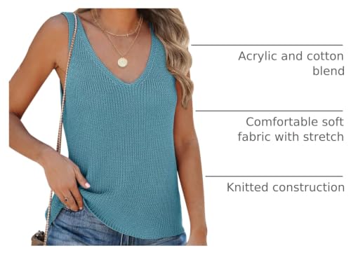 Image of Tutorutor Womens V Neck Sweater Tank Tops Summer Crochet Knit Vest Top