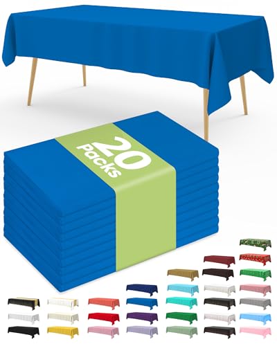Image of Pureegg Plastic Table Cloth Disposable 20 Pack, 54 x 108 Inch Table Cloths, Graduation Decorations Class of 2026, Graduation Party Tablecloths, Rectangle, Plastic Cover, Leakproof & Sturdy, Blue