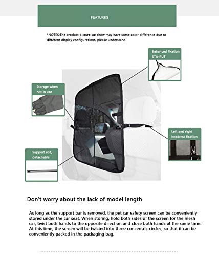 Dog Car Barrier Seat Screen in Car for Pet, Carrier &Travel Accessories,Front Seat Barriers, for Cars, Truck and SUV,Car… - Image 5