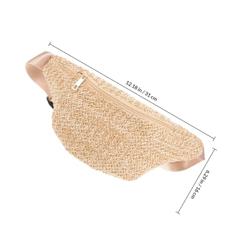Riñonera mini de paja marrón para evitar cargar bolsos pesados 2