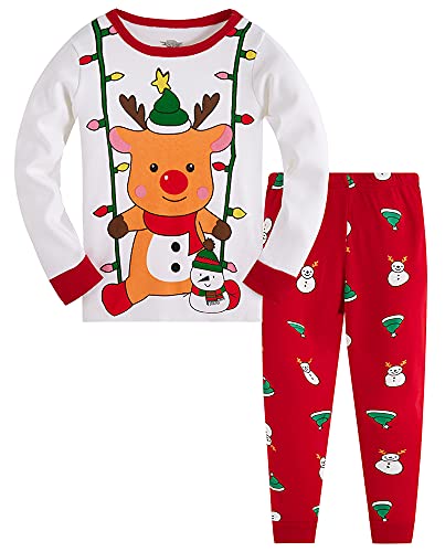 TEDD Pigiama Natale Ragazzo Ragazza Babbo Natale 100% Cotone Lungo Indumenti da Notte Abiti Natalizi Vestiti Bambino Due Pezzi Impostato Regalo di Natale per Unisex Bambini 9-10 Anni