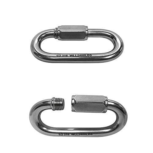 MH GLOBAL Quick Link Shackle Boat SS316 2,400 Lbs WLL Marine 316 Stainless Steel 1/2 Inch