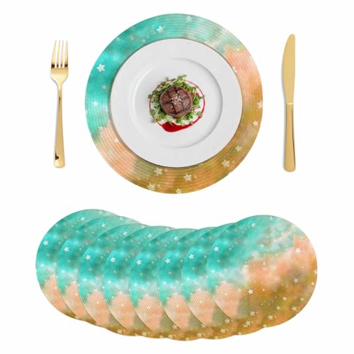 Teal Orange Ombre Round Placemats Set of 8 Abstract Art