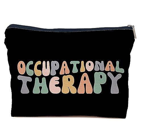 IWXYI Boho Therapist Occupational Therapy Makeup Bag, Therapist Gifts, Ot Gifts (Black)