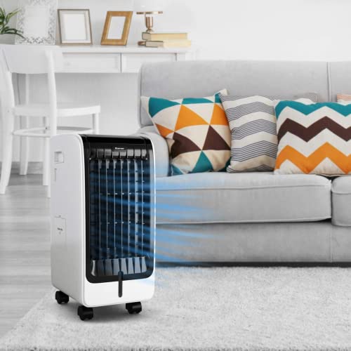 GYMAX Tragbare Klimaanlage mit Fernbedienung für Zuhause und Büro, Luftkühler mit 3 Geschwindigkeiten und 8 Stunden- Timer, 75 W, Tankkapazität 6 l-8