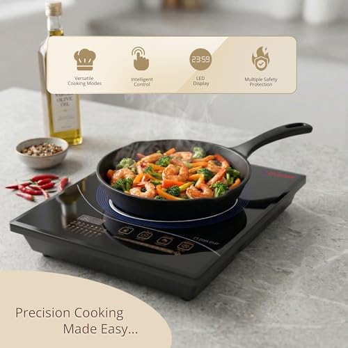 Image of iBELL Castor DIVA 014Y 2200W Induction Cooktop, Portable Electric Induction Cooker, Full Touch Control, 8 Cooking Modes, Fast Heating, Temperature Control, 2-Year Warranty
