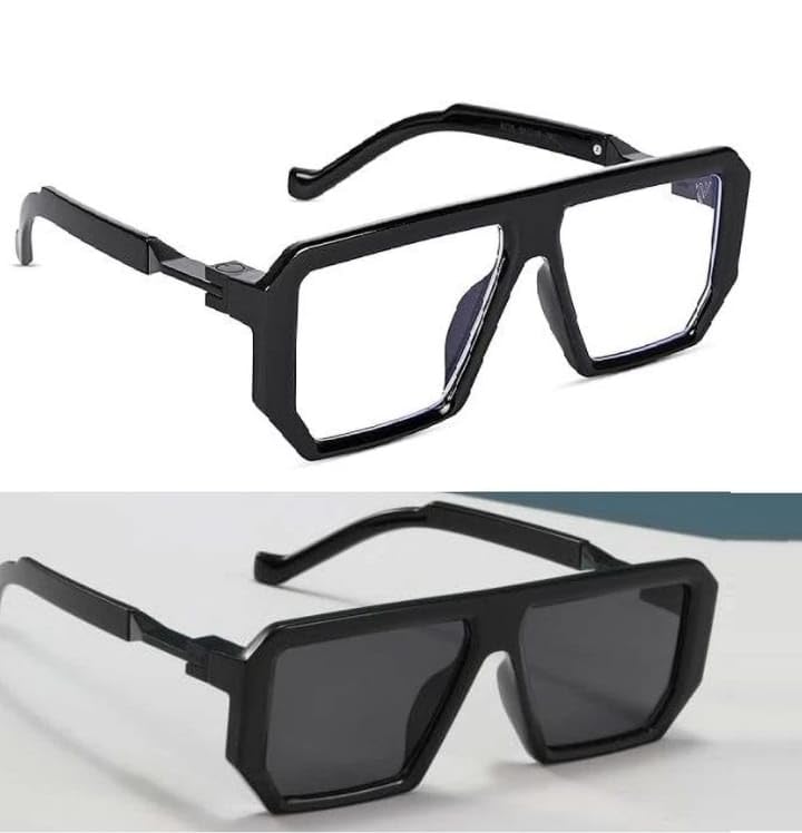 new specs Pack of 2 trendy unisex black frame sunglasses for men and women-picture-31