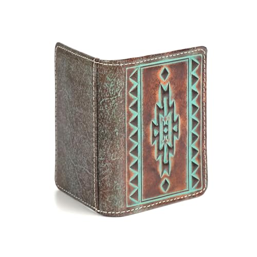 ARIAT Bifold Turquoise Outline Southwest Wallet, Brown4
