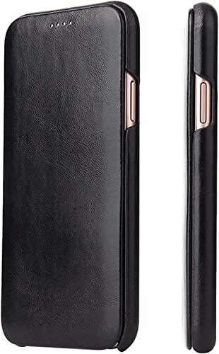 Funda iPhone 14 Plus con tapa de piel fina para reuniones de trabajo y uso diario