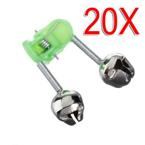 Well-Goal 20 PCS Tackle Rod Clamp Sea Fishing Tip Bite Lure Alarm Twin Bell Ring Clip by Well-Goal