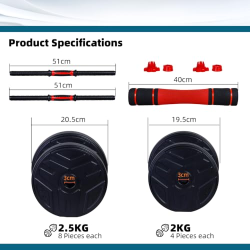 CCLIFE Hanteln Set 30 kg 2er Kurzhanteln Langhantel verstellbar Stahlrohr – Ansicht 5