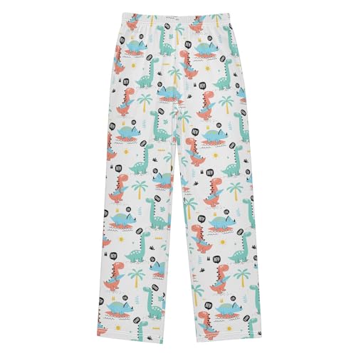 ZZXXB Tropical Dinosaur Rhino Boys Long Pants Soft Trousers Elastic Waist Kids Lounge Bottoms with Pockets S-XL