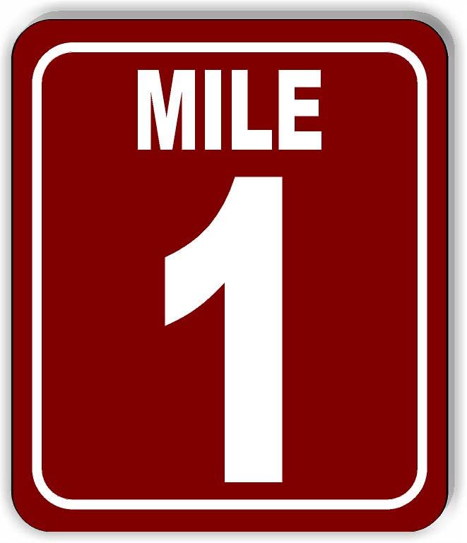 Mile 1 Distance Marker maroon Running Race 5k Marathon Aluminum Composite Sign, 8.5"x10"