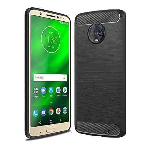 Image of Hybrid Carbon Fiber Back Case for Moto G6 Plus (Black)