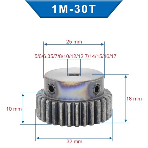 Engrenage droit 1M30T en acier robuste pour motorisation de précision - 2