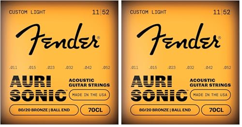 Cordes Fender 80/20 Bronze Acoustic .011-.052 à bout boule pack de 2 lots pour guitare folk