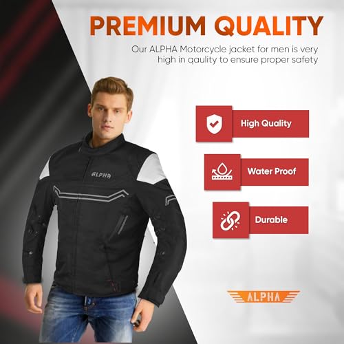 Motorcycle Jacket For Men Enduro Dualsport Riding High Visibility Dirtbike Ce Armor Waterproof All Season (BLACK, SMALL)
