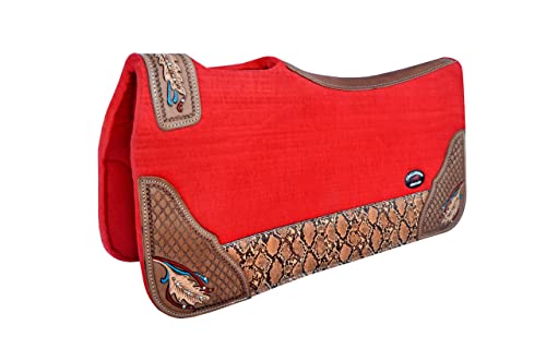 Challenger Horse 32" X 30" Western Contoured Wool Felt Therapeutic Saddle Pad Red 39216Rd #TOP6