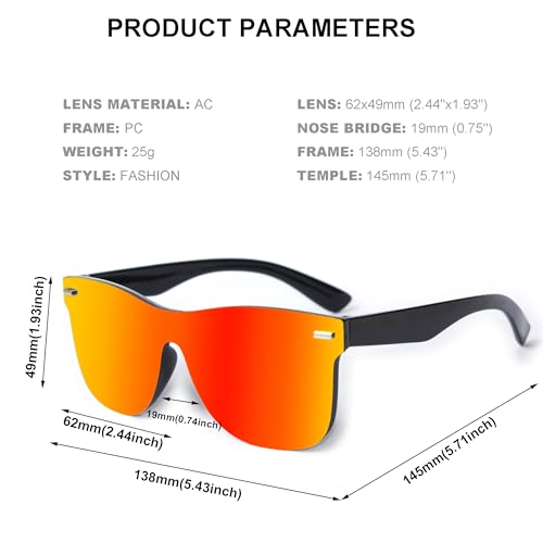 One-Piece Mirror Lens Sunglasses UV400 Protection Frameless Shades for Men & Women for Driving, Travel & Fashion2