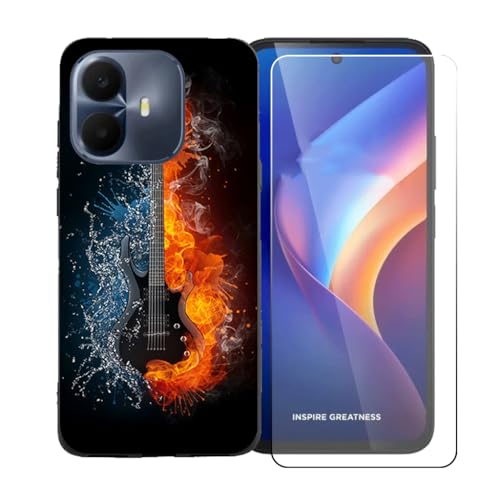 LCEHTOGYE �K�p TCL K70 4G +�����K���X�X�N���[���v���e�N�^�[�p�P�[�X�A�K�p TCL K70 4G (6,8")�ƌ݊����̂���u���b�N�\�t�gTPU�V���R���Q���P�[�X�ی�J�o�[ BST16