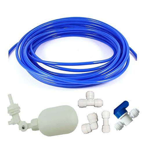 YZM 1/4 inch Tube Float Valve Kit for RO Water Reverse Osmosis System water filter Push in to Connect Pipe Hose Tube Fittings CCK tube?ball valve + Elbow + Straight +Tee+15 feet tube?