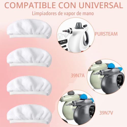 Miniatura 3 de Wenrescry 10 Piezas De Accesorios De Limpieza A Vapor De Microfibra, Fundas De Repuesto Para Limpiador A Vapor De Mano, Paños De Rizo Lavables A Máquina, Cubierta De Rizo De Algodón