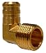 Anderson Metals Brass Hose Fitting, 90 Degree Elbow, 5/8" Barb x 3/8" Male Pipe