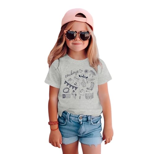 Football Shirts for Toddler Boy Girl Cowboy Game Day T-Shirt Kids Football Team Fans Tee Cute Doodle Short Sleeve Tops