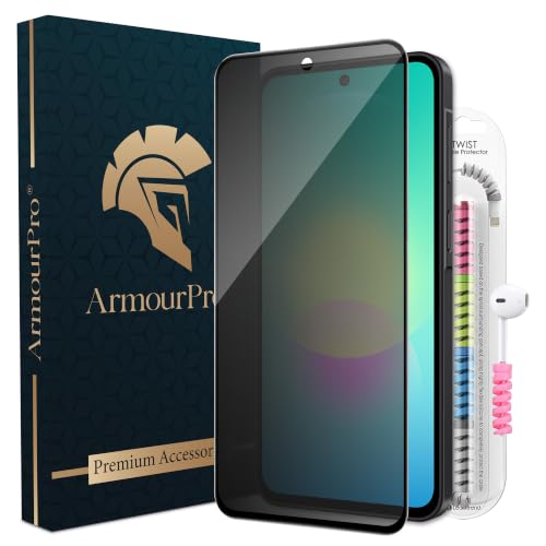 Image of ArmourPro Privacy Tempered Glass for Samsung Galaxy A27 - Anti Spy Anti Peeping Screen Protector, Edge-to-Edge Full Coverage, 9H Hardness with Cable Protector | Black