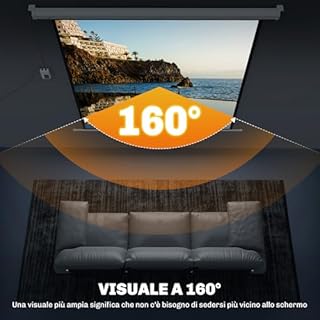 HOMCOM Schermo per Proiettore Motorizzato da 85 Pollici 1:1 con Telecomando, Telo Proiettore Avvolgibile in Plastica e Metallo, 176.5x8x176.5 cm, Bianco