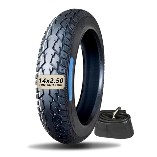2.50-10 Scooter Fahrradreifen, E Scooter Reifen 14 Zoll 14x2,50 (64-254) 60/100-10 Reifen und Schlauch for 14 Zoll Elektroroller E-Bike Fahrradreifen