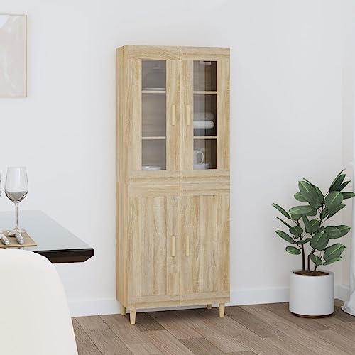 FOZICV Armario auxiliar de madera para dormitorio, salón u oficina, diseño moderno y elegante, roble sonoma, 69,5 x 34 x 180 cm