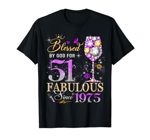51st Birthday Queen Blessed by God 51 Fabulous Since 1975 T�V���c