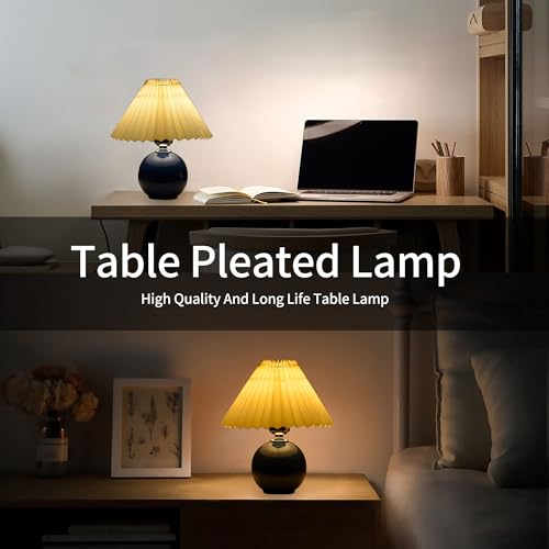 Lámpara de mesa plisada de cerámica DIY con bombilla LED tricolor miniatura 3