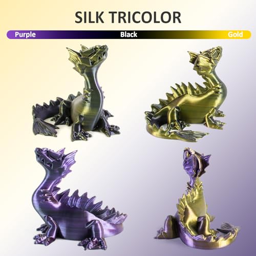 Image of Geeetech Silk PLA Tri Color Filament 1.75mm 3D Printer Filament, Coextrusion Purple Gold Black Tri-Colors Metal-Like Shiny Silk PLA Filament, 1kg (2.2lbs) 1 Spool, Dimensional Accuracy + /- 0.02 mm